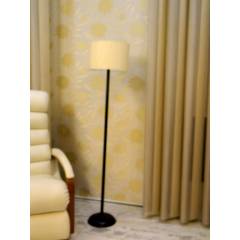Tucasa Black Metal Floor Lamp with Off White Cylinder Shade, LG-898