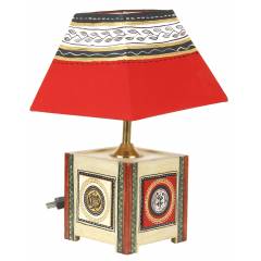 Vareesha Gold Dhokra Wooden Table Lamp, VACL022