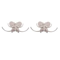 SmartShophar 3 Inch Zinc Silver Big Butterfly Wall Hook, 54609-SHKI-BG03-P2 (Pack of 2)