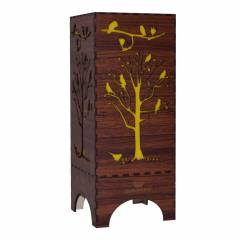 Dizionzrio DTBLTRBR Yellow Handicrafts Wooden Look Hand Made Night Table Lamp