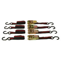 Kawachi K101 4-1x15 Inch Ratchet Tie Down Straps Set