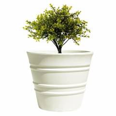 Fox B 9 Inch Round White German Polymer Planter, BR 0912-W