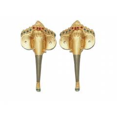 SmartShophar 10 Inch Brass Gold Silver Royal Ganesha Pull Handle, 53002-PHRG-GS10-P2 (Pack of 2)