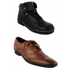 Da-Dhichi Combo of RA-08 Safety Boots & Formal Shoes, Size: 6