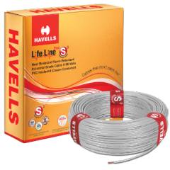 Havells 0.5 Sq mm Single Core Life Line Plus Grey Flexible Cable, WHFFDNEA1X50, Length: 90 m