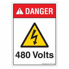 Safety Sign Store Danger: 480 Volts Sign Board, ST211-A7V-01, (Pack of 10)