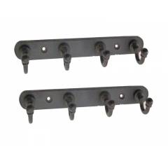 SmartShophar 8 Inch Black Steel Coated 4 Legs Robert Wall Hook (Pack of 2), 54618-SHKR-BL08-P2