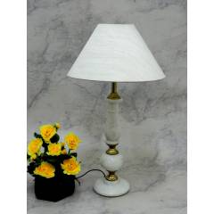 Tucasa Classic Marble/Brass Table Lamp with Khadi Shade, LG-781