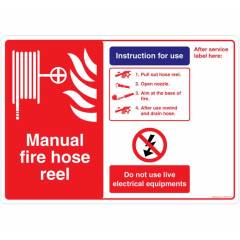 Safety Sign Store Manual Fire Hose Reel Sign Board, FE550-A3PC-01