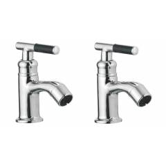 Apree Art Silver Brass Pillar Faucet (Pack of 2)