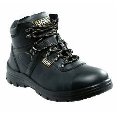 JCB Excavator Black Steel Toe Safety Shoes, Size: 6