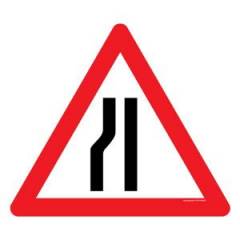 Asian Loto 3 mm Traffic Sign Road Narrows on Left Sign Board, ALC-SGN-9-900