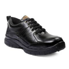 Rich Field SGS1125BLK Low Ankle Black Leather Steel Toe Safety Shoes, Size: 6