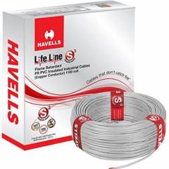Havells 1.5 Sq. mm Single Core Life Line Plus S3 Grey HRFR PVC Flexible Cables, WHFFDNEA11X5, Length: 90 m
