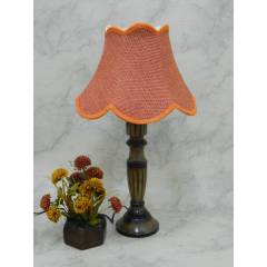 Tucasa Unique Wooden Table Lamp with Red Jute Shade, LG-826
