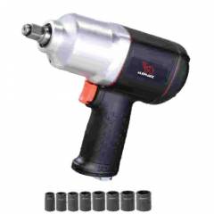 Elephant 1/2 Inch Air Impact Wrench with 8 Socket Set, IW 02CM
