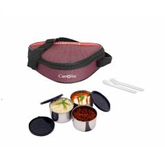 Carrolite 600ml Maroon & Black Stainless Steel Lunchbox, Black_018