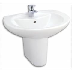 Cotto C010/C420 ALICE Over Flow Hole Wash Basin with Pedestal and without Chain Hole, Colour: Ivory
