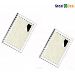 Stealodeal White Luxury Steel Aluminum Card Holder (Pack of 2)