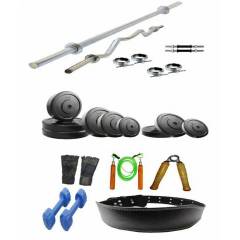 Arnav Combo of 20kg Plates & 8 Accessories Home Gym, OSB-700506