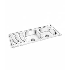 Deepali Double Bowl Kitchen Sink With Single Drain, DP 341A, Overall Size: 54x18 Inch