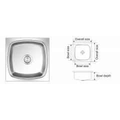 Nirali Square Deluxe Satin Finish Kitchen Sink, Size: 432x432 mm