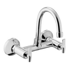 Eauset Elbe Quarter Turn Sink Mixer with swinging spout (small) wall mounted with Wall Flange, FEL068