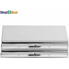 Stealodeal Silver Stainless Steel Card Holder (Pack of 2)