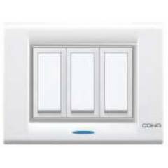 Cona White 8 Module Glow Back Plate with Indicator, M1107 (Pack of 10)