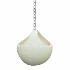 Fox B 9 Inch Round White German Polymer Planter, DOLO0909