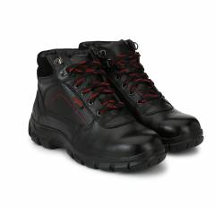 Manslam MLM23 Black & Red Steel Toe Safety Shoes, Size: 6