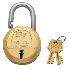 Godrej Navtal 5 Levers Brass Padlock (2 Keys), 3276