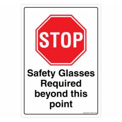 Safety Sign Store Stop: Safety Glasses Required beyond this Point Sign Board, SS841-A5AL-01