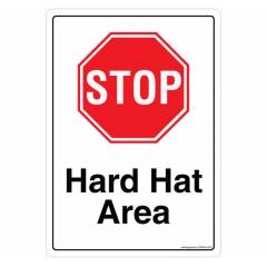 Safety Sign Store Stop: Hard Hat Area Sign Board, SS840-A4V-01