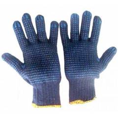 Hansafe Single Side Knitted Cotton Hand Gloves, Blue (Pack of 12)