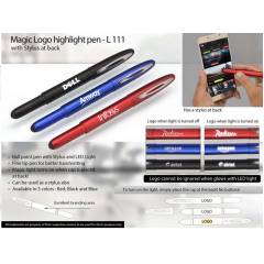 Generic Black Logo Highlight Pen with Stylus, L11