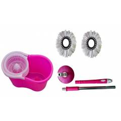 GTC 360 Degree Spin Floor Cleaning Bucket PVC Mop with 2 Microfiber Head & Free Rice Washer Bowl