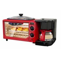 Skyline 1050-1250W 9 Litre 3 in 1 Red Breakfast Maker, VTL-5527