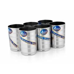 Airan 6 Pieces Stainless Steel Glossy Royal Deluxe Glass Set, AIR1267