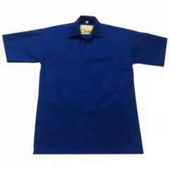 Ishan Royal Blue Terry Cotton Fabric Half Sleeve Lab Coat, 5433, Size: XXL