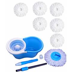 GTC 360 Degree Spin Floor Cleaning PVC Bucket Mop with 7 Microfiber Heads