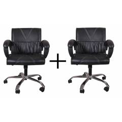 High Living Black Leatherette Medium Back Office Chair, HL_07 (Pack of 2)