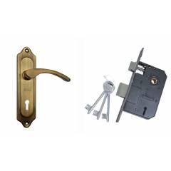 Atom 509 Brass Antique Double Stage Mortise Lock Set With 3 Keys
