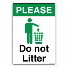 Safety Sign Store Do Not Litter Sign Board, PS812-A4V-01