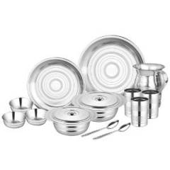 Airan 51 Pieces Stainless Steel Silver Blossom Dinner Set