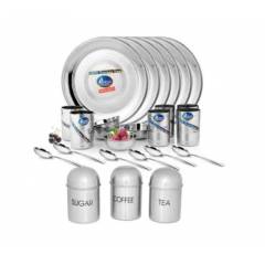 Airan 24 Pieces Stainless Steel Dinner Set with Free Tea, Sugar & Coffee Container
