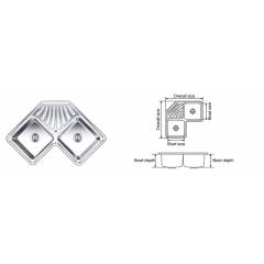 Nirali Wonder Corner Satin Finish Kitchen Sink, Size: 915x510 mm