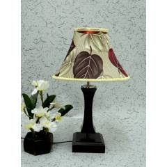 Tucasa Flamingo Wooden Table Lamp Polysilk Brown & Maroon Shade, LG-1102