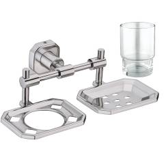 Jovial 108 Classy Stainless Steel Glossy Finish Soap Dish Holder with Toothbrush Holder