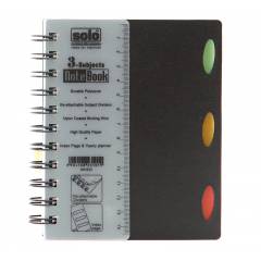 Solo 3 Subjects Note Book , NA633, Size: A6, Colour: Black (Pack of 10)